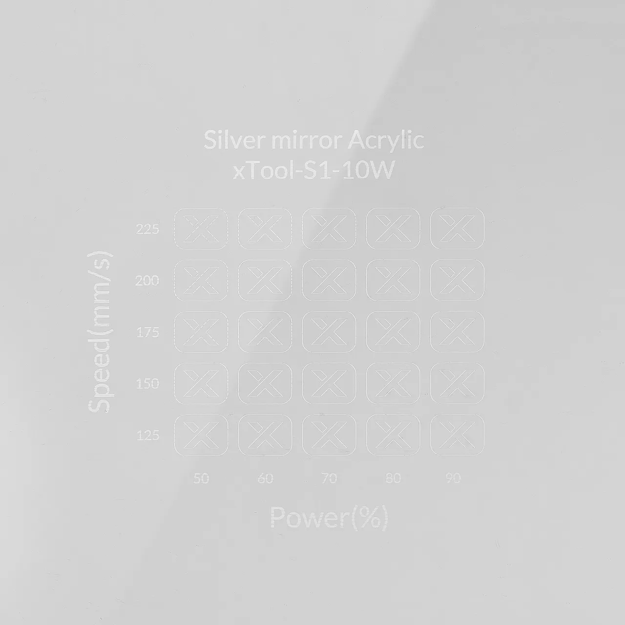 1/8"(3mm) Silver Mirror Acrylic test grid