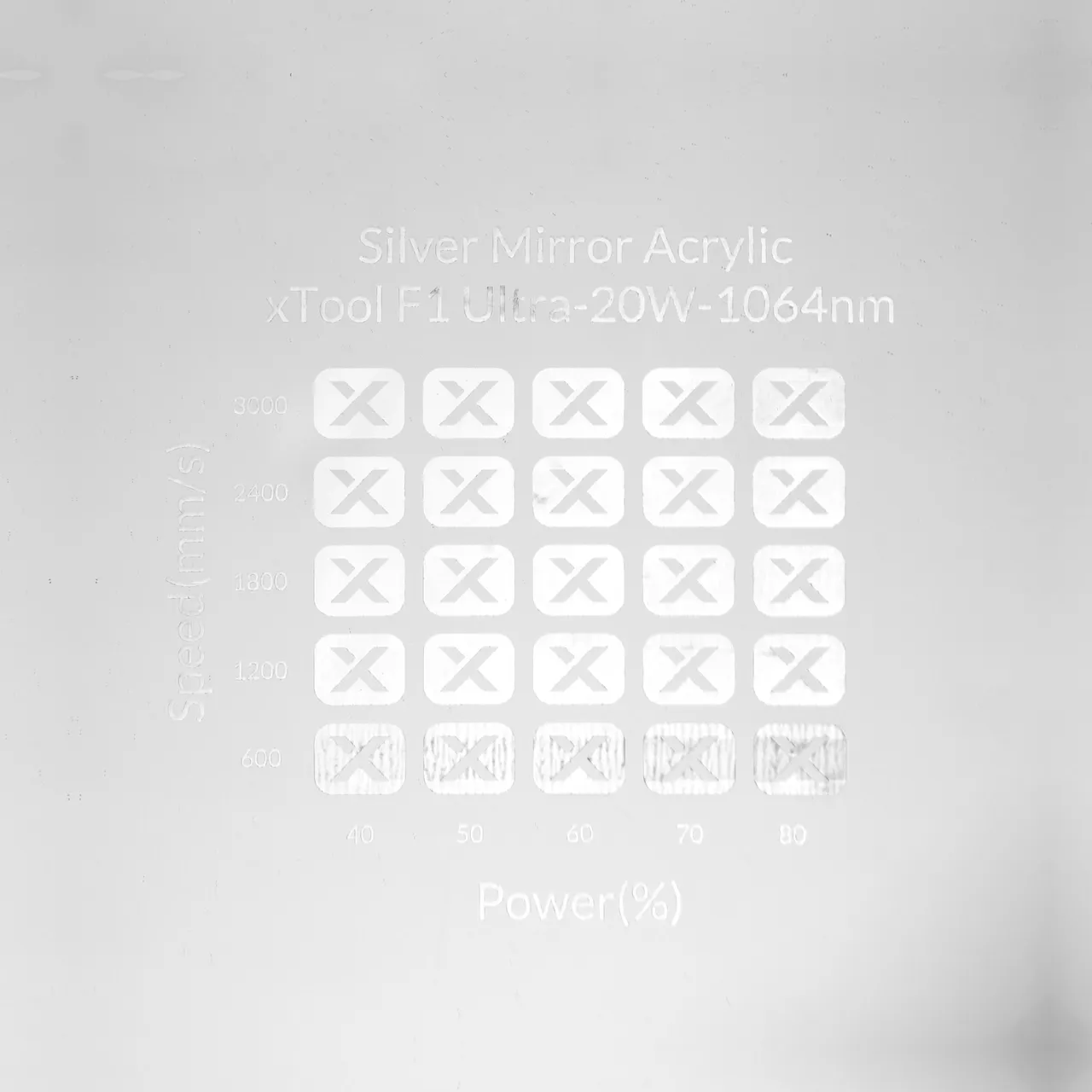 1/8"(3mm) Silver Mirror Acrylic test grid