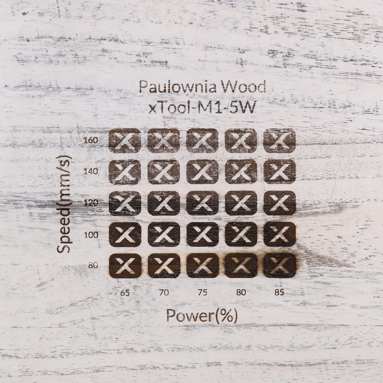 Distressed White Painted Paulownia Wood test grid