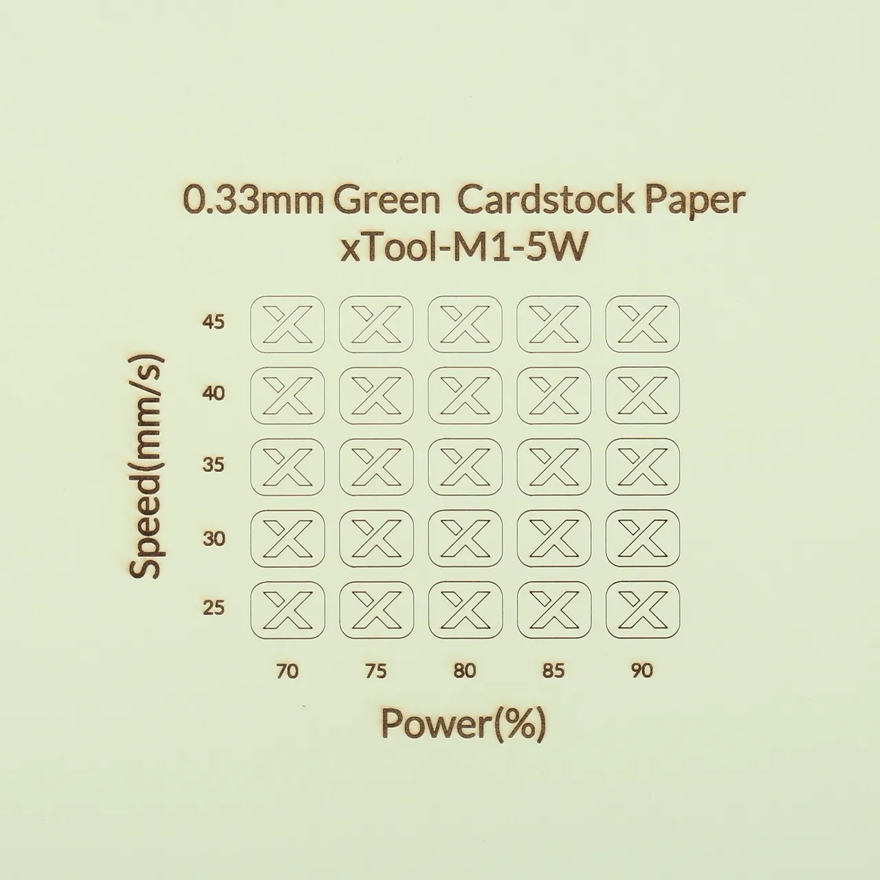 1/77"(0.33mm) Green Cardstock Paper test grid