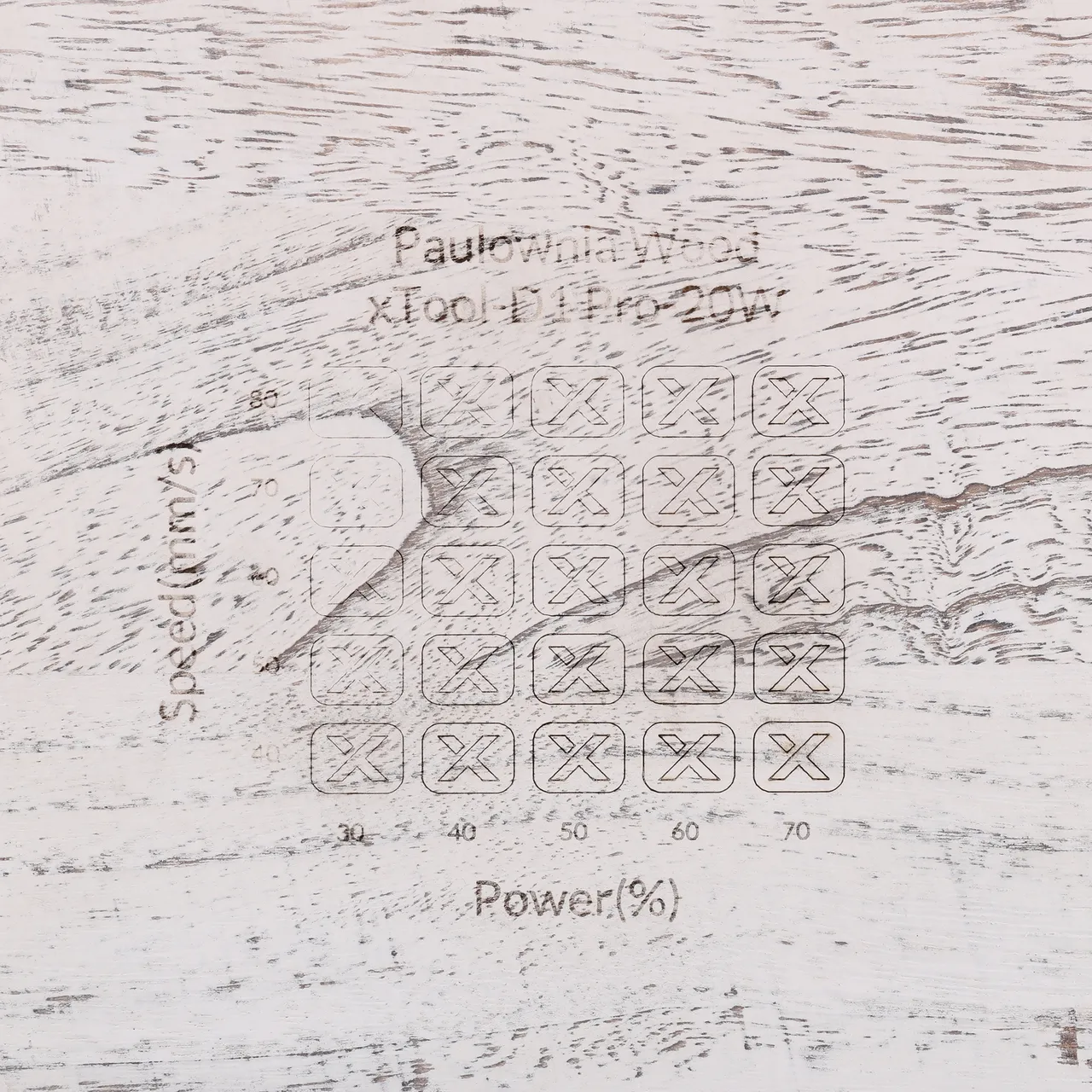 Distressed White Painted Paulownia Wood test grid