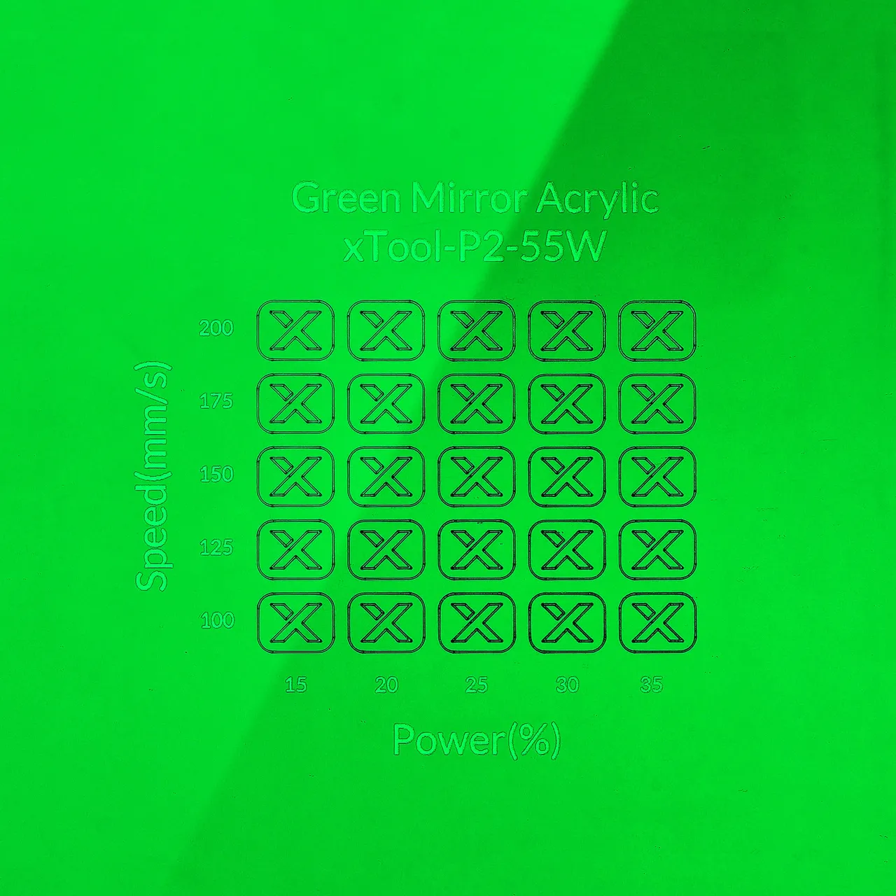 1/8"(3mm) Green Mirror Acrylic test grid