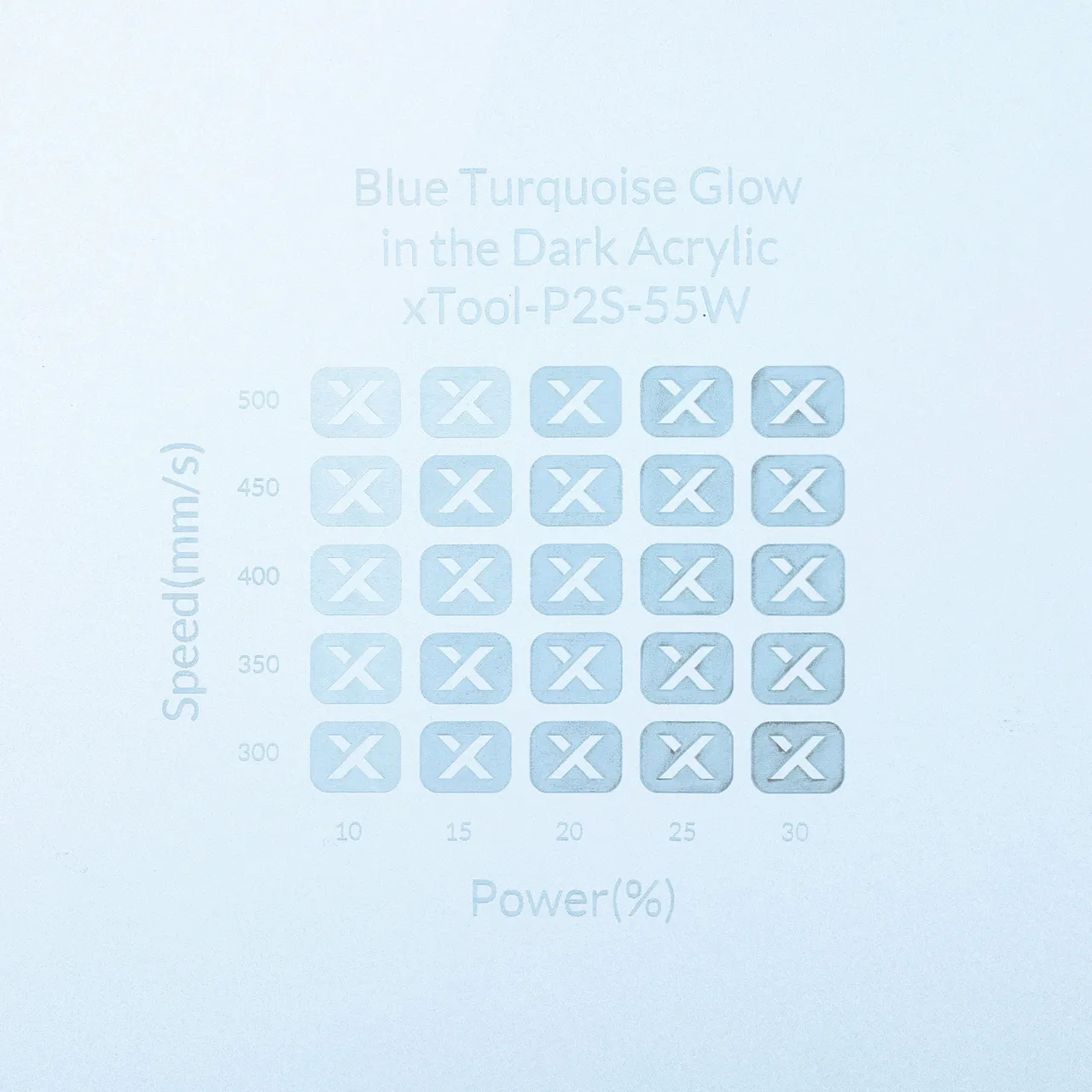 1/8"(3mm) Blue Turquoise Glow in the Dark Acrylic test grid