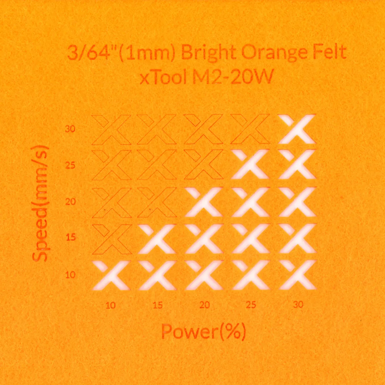 3/64"(1mm) Bright Orange Felt test grid