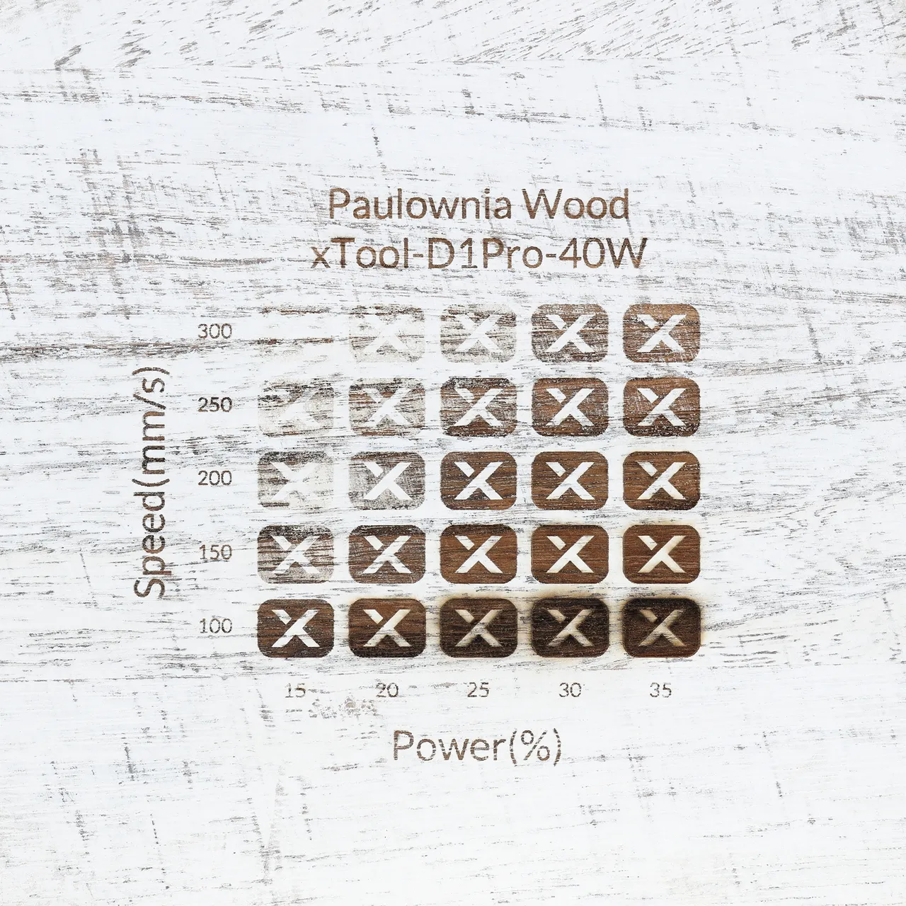 Distressed White Painted Paulownia Wood test grid