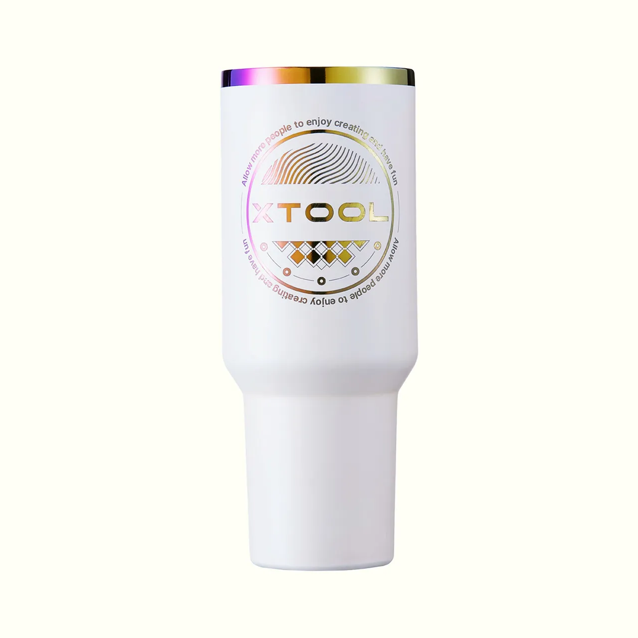 White to Iridescent Stainless Steel Tumbler with Handle(40oz) test grid