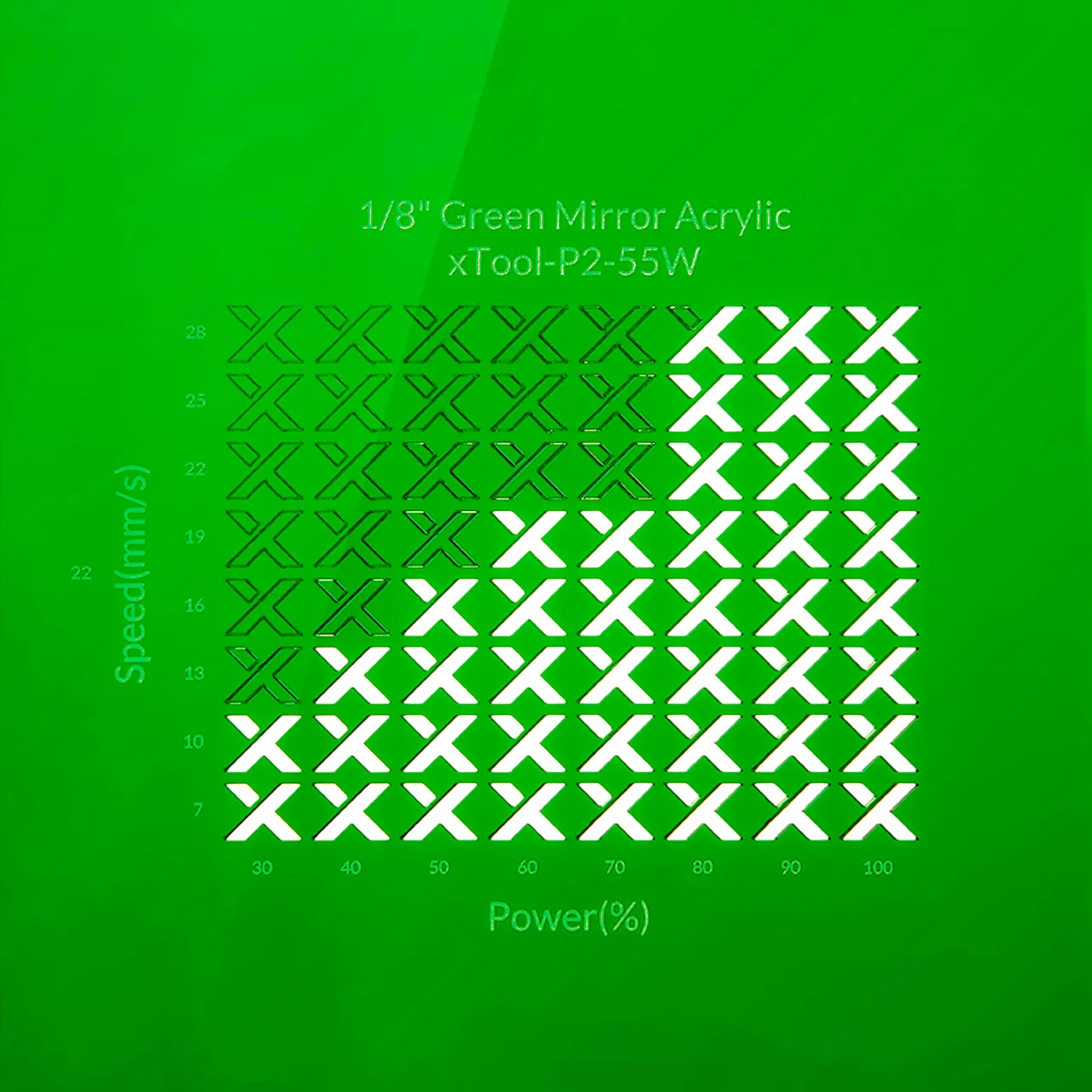 1/8"(3mm) Green Mirror Acrylic test grid