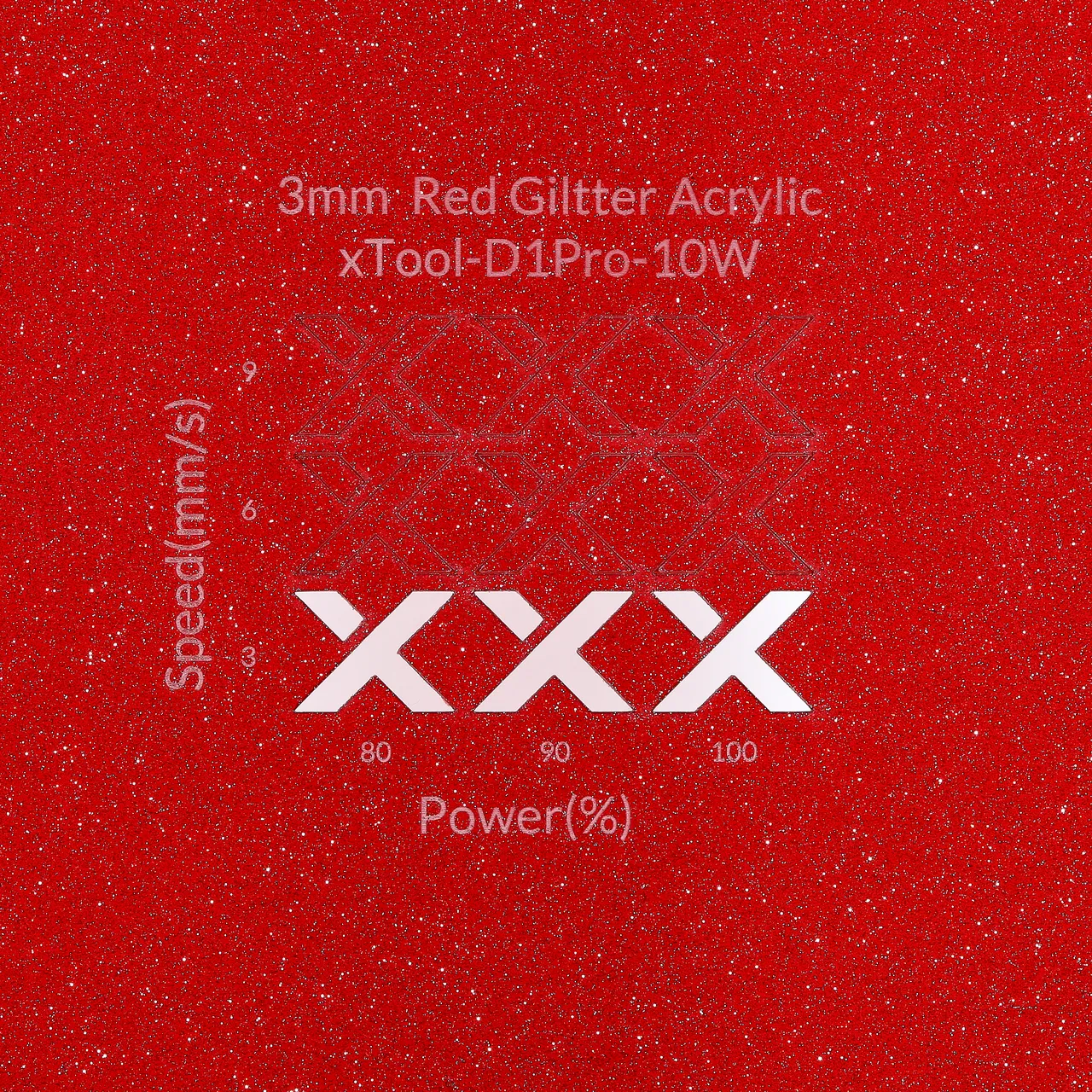 1/8"(3mm) Red Glitter Translucent Acrylic test grid