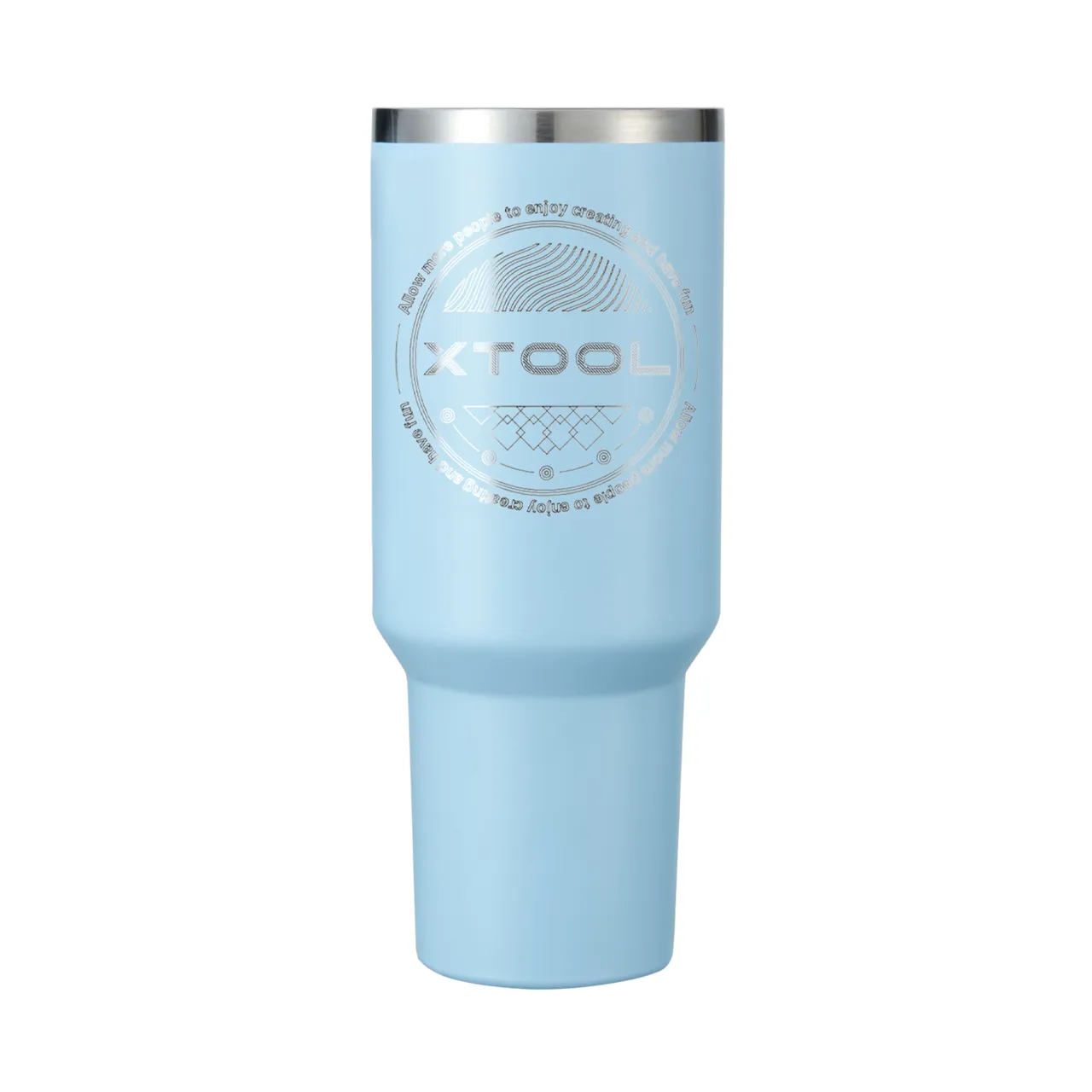 40oz(1183ml) Pastel Blue to Silver Tumbler with Removable Handle