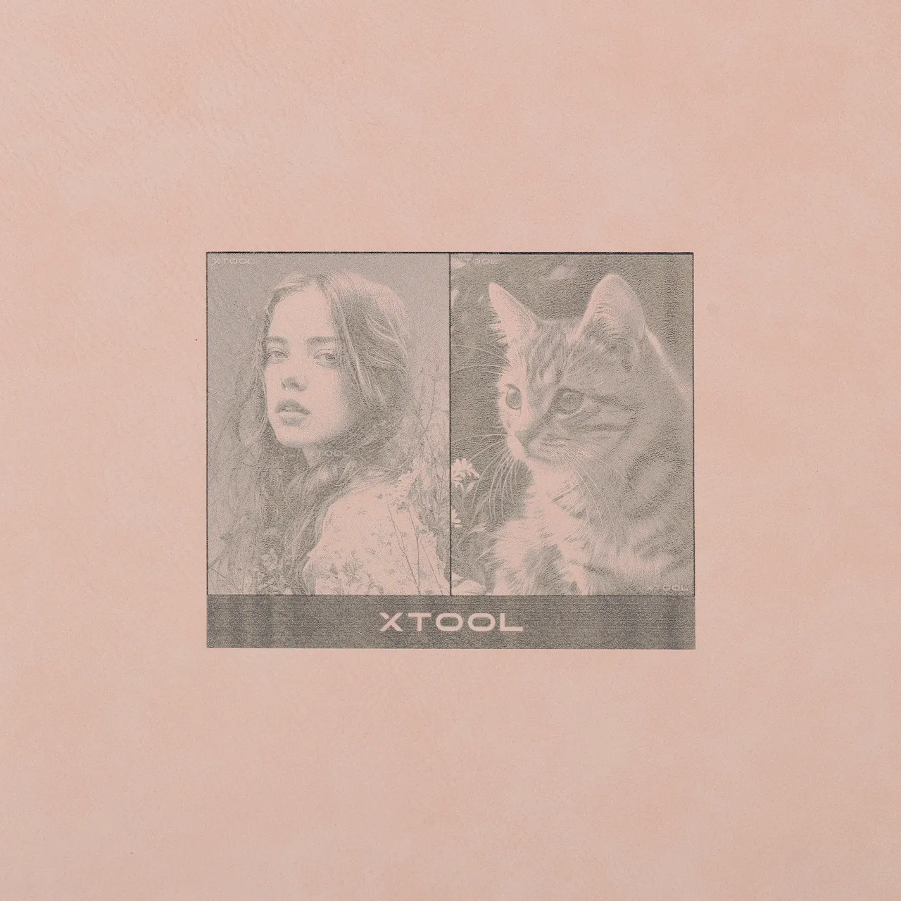 Pale Pink to Gold Laserable PU Leather test grid