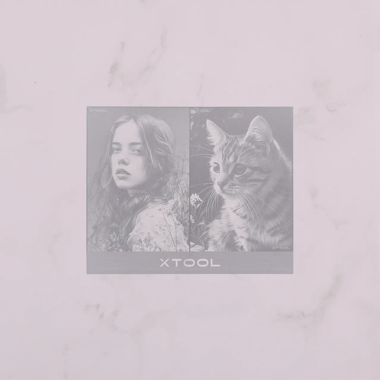 Marble to Black Laserable PU Leather test grid