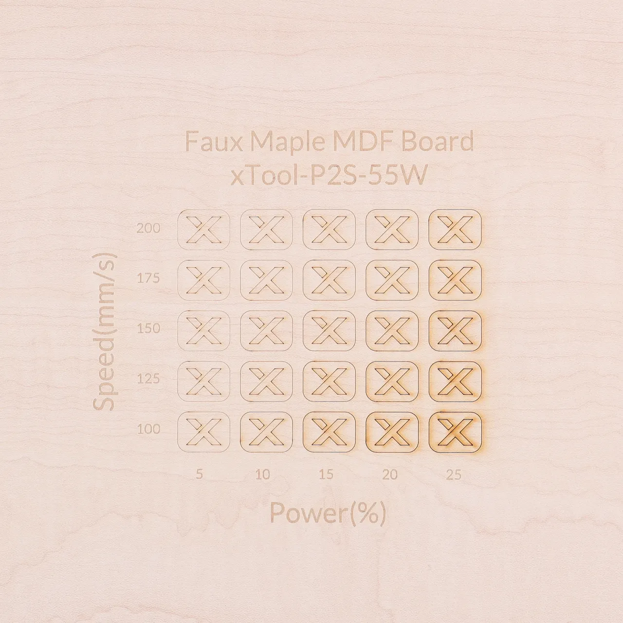 1/8"(3mm) Faux Maple MDF Board test grid