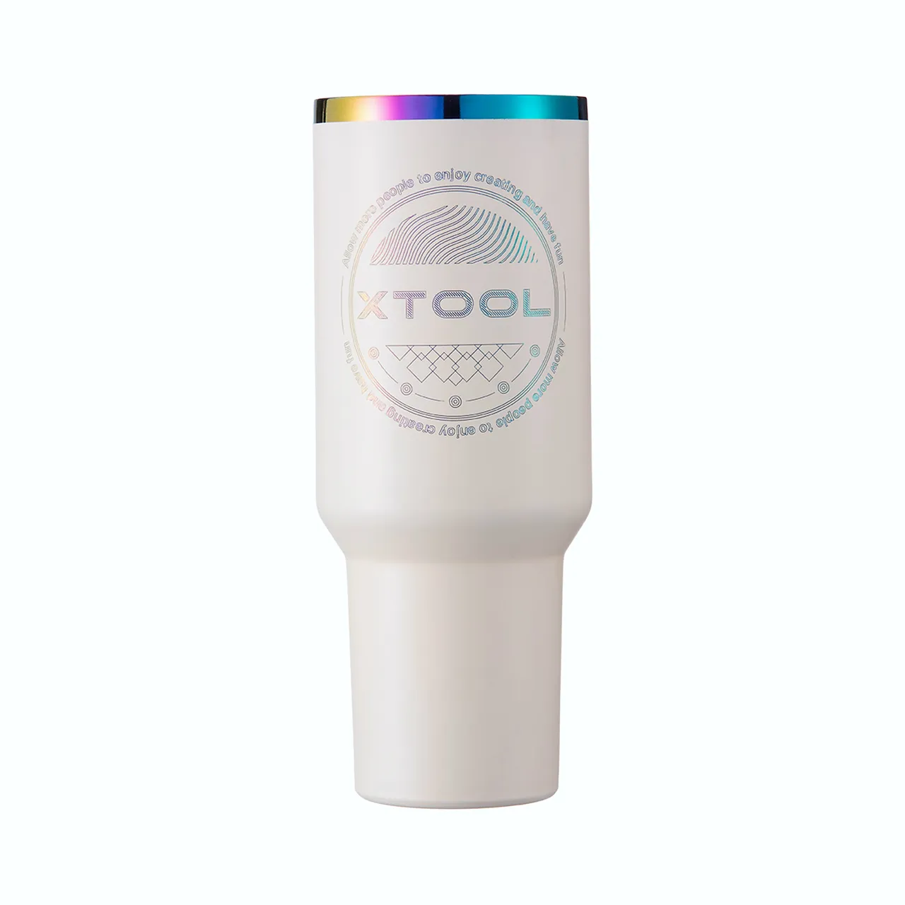40oz(1183ml) Cream White to Iridescent Glow in the Dark Tumbler with Removable Handle